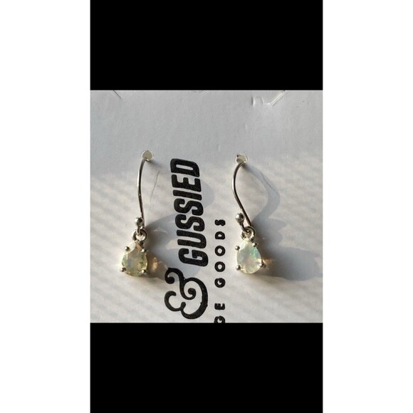 Sterling Silver 925 and Ethopian Fire Opal Teardrop Drop Hook Earrings Opal Gems - Picture 10 of 10
